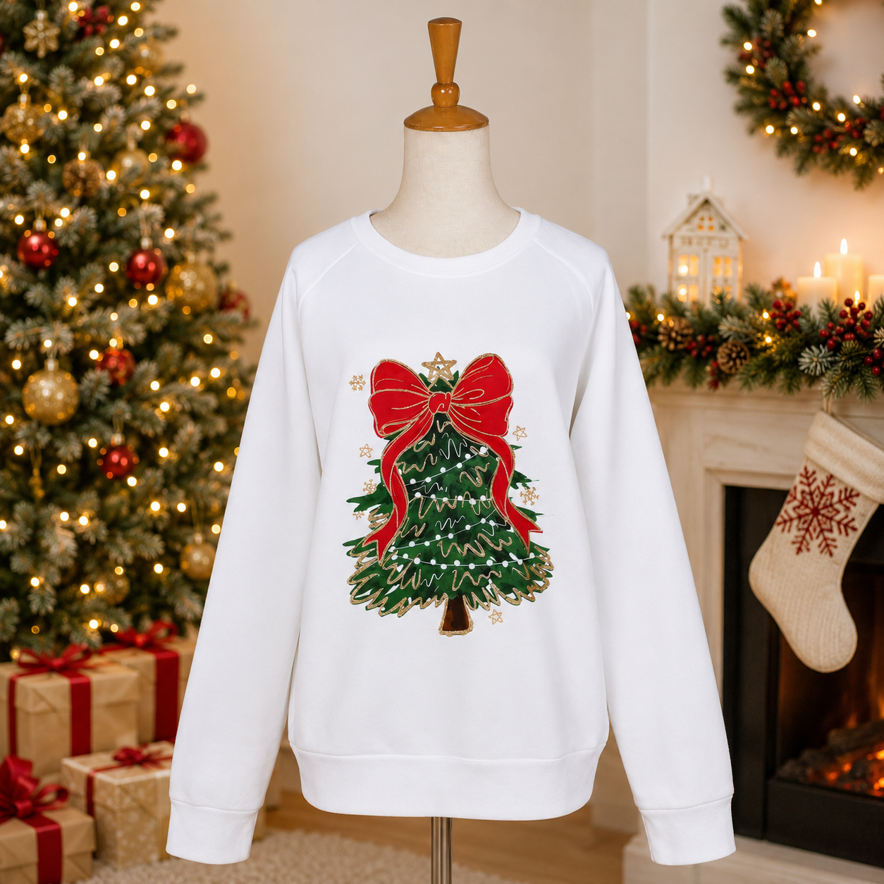 Christmas Tree w/Bow Sweatshirt